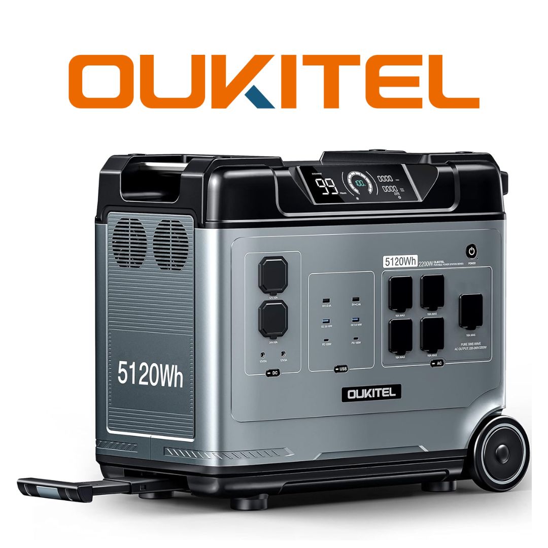 OUKITEL P5000 Portable Power Station | 2200W/5120Wh + Placa Solar 400W |  Batería solar LiFePO4 | (Perfecto para apartamentos o condominios)