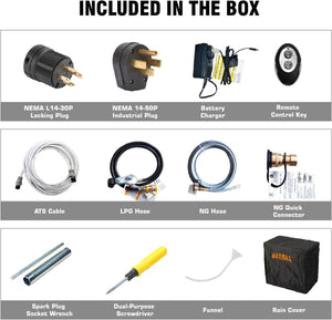 GENMAX 10,500W Super silencioso Tri-FUEL (Gasolina, gas propano, gas natural) 120 V/240 | V50A