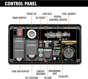 GENMAX 6,000W Super silencioso Dual (Gasolina, gas GLP)