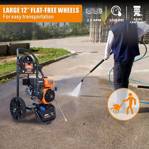 GENMAX 3200 PSI 2.5 GPM | Gas Powered Pressure Washer With 5 Quick Connect Nozzles