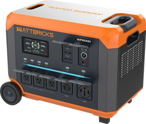 WATTBRICKS WF6000 | Peak Watts 12,000W | 3,100Wh | 120V / 240V + Placa Solar de 400 Watts