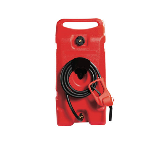 Tanque plástico de 20 galones con pompa por gravedad y ruedas.