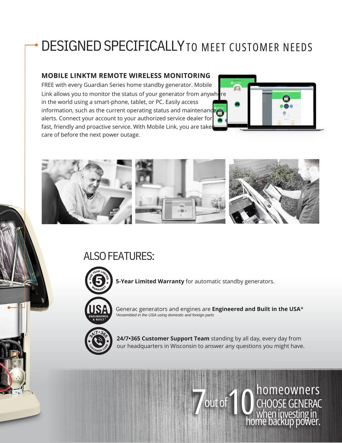 Generador de GAS GENERAC, 10 kW + Tranfer Switch de 16 circuitos + Wi-Fi