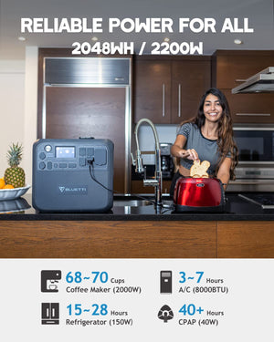 BLUETTI AC200MAX, INVERTER SOLAR BATTERY ☀️♻️ | 2048 Watts Hora (Perfecto para apartamentos o condominios)