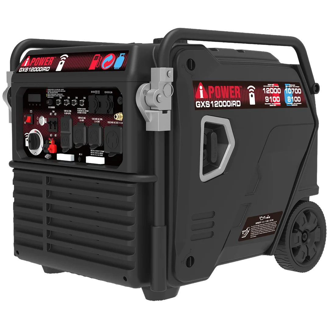 A-IPOWER  GXS12000iRD – Planta Eléctrica Inverter Dual Fuel 12,000W ( Electric Start Dual Fuel Gas and Propane - 50A Outlet)