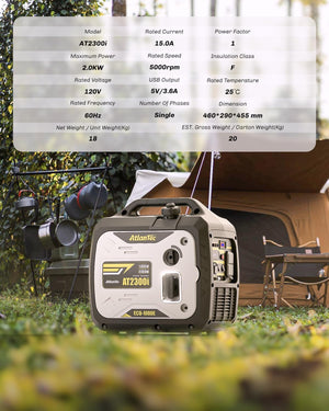 Atlantec AT2300i | Generador Inverter de 2300 Watts de pico / 1,800W funcionamiento