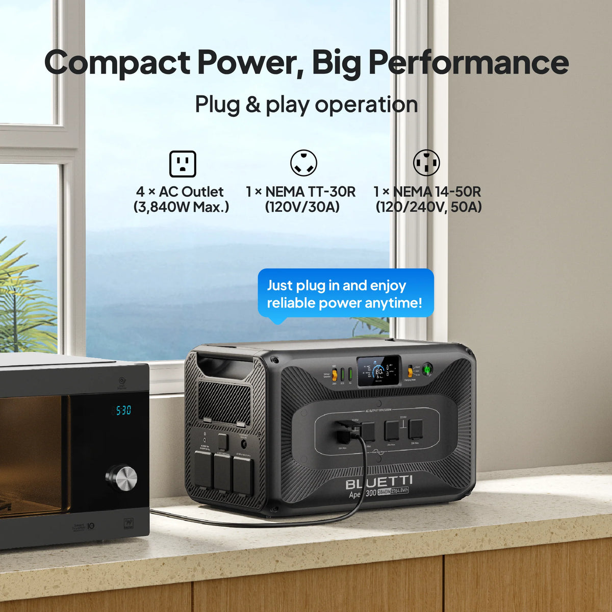 Batería portátil BLUETTI Apex 300 de 3840W y 2764.8Wh disponible en Tu Planta PR