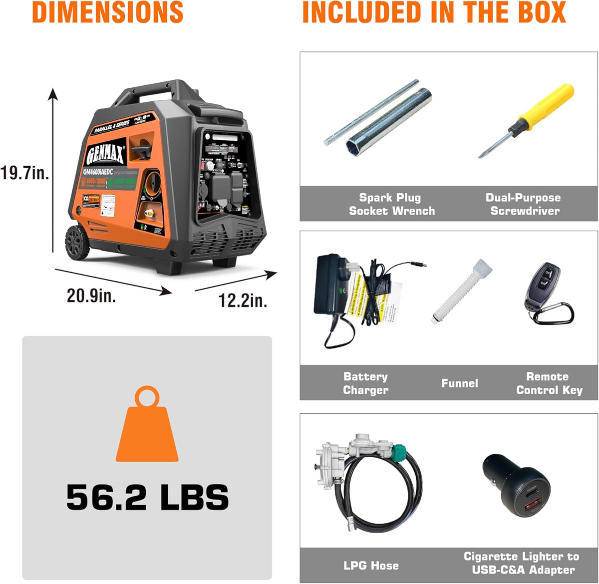 GENMAX GM4600IAEDC DUAL | 4,600 Watts/3,800 Watts de potencia