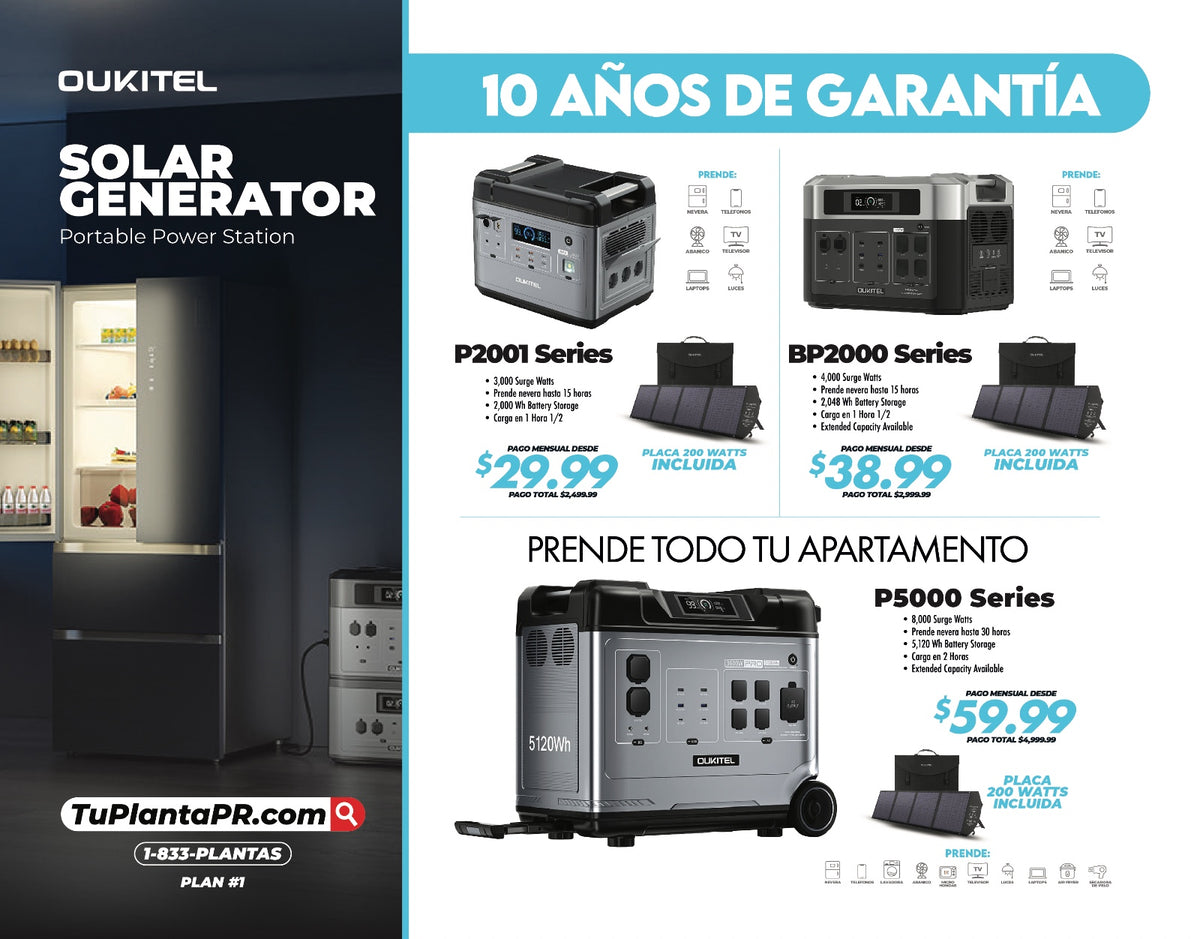 OUKITEL P5000 PRO | 5120Wh / 3600W + Placa Solar 400W.