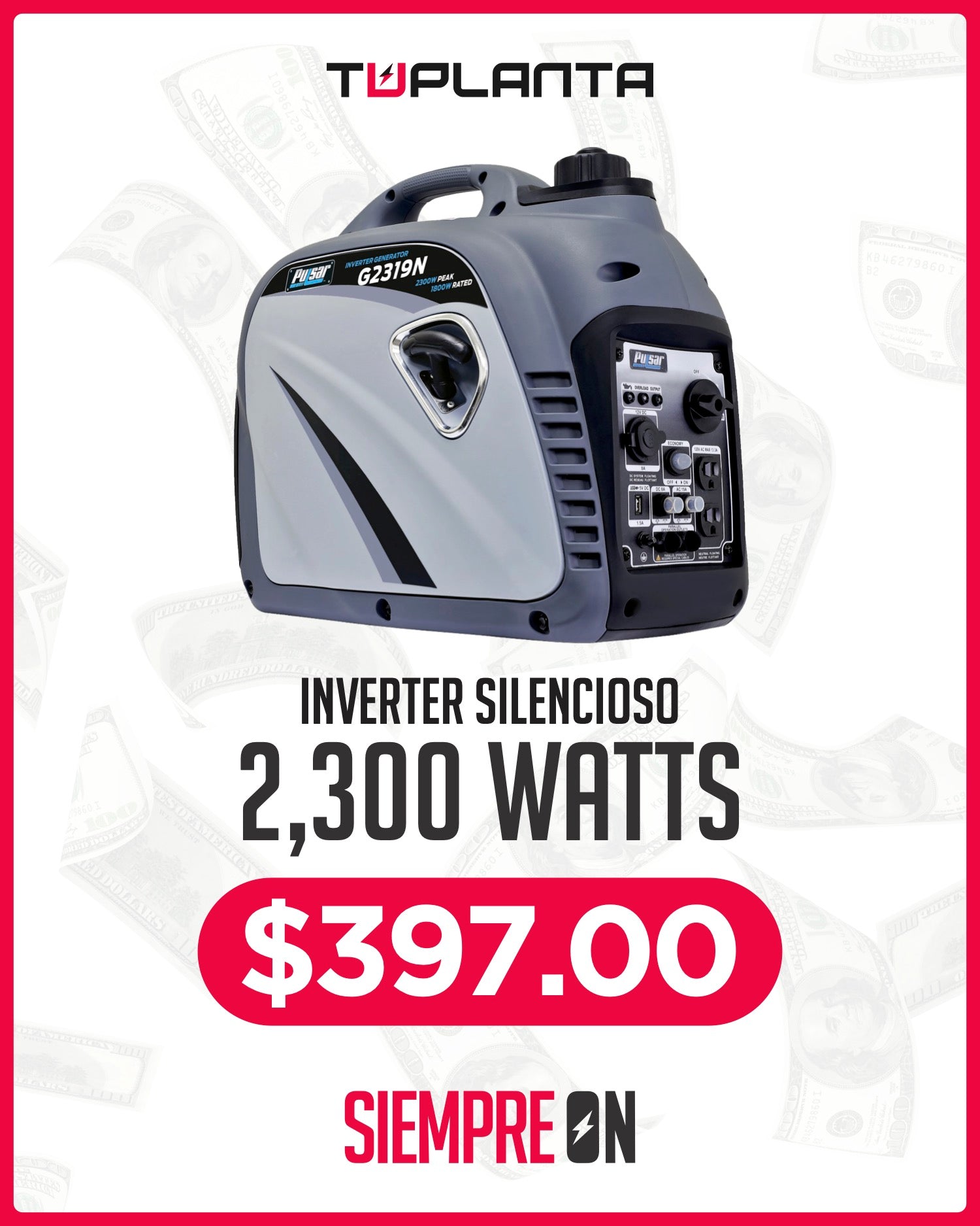 PULSAR 2,300 W "𝐈𝐧𝐯𝐞𝐫𝐭𝐞𝐫" Super Silencioso (BLACK FRIDAY)