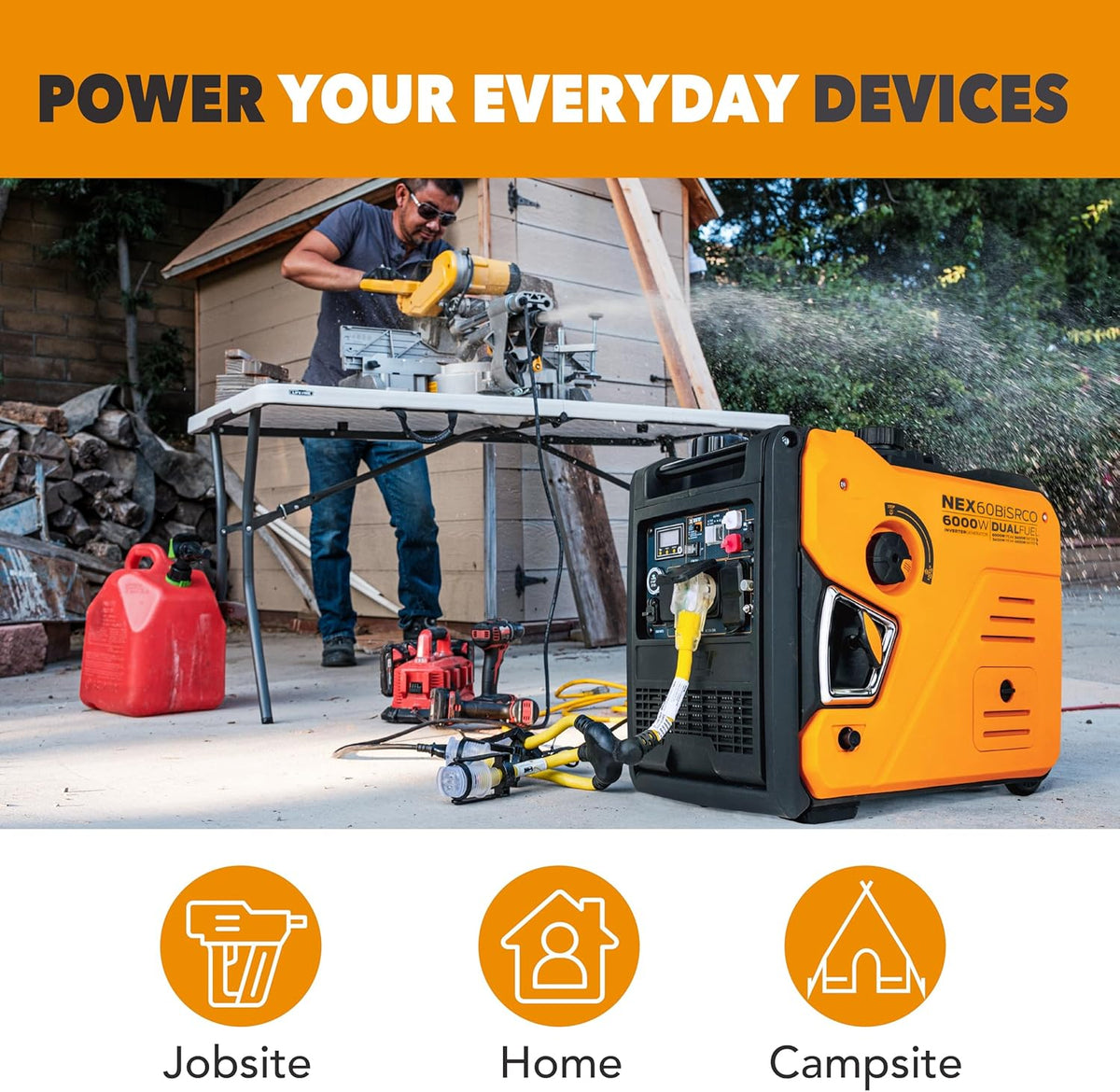 Pulsar NEX60BiSRCO | DUAL 6,000/5,400 Watts "Inverter" prende por botón y "Beeper"