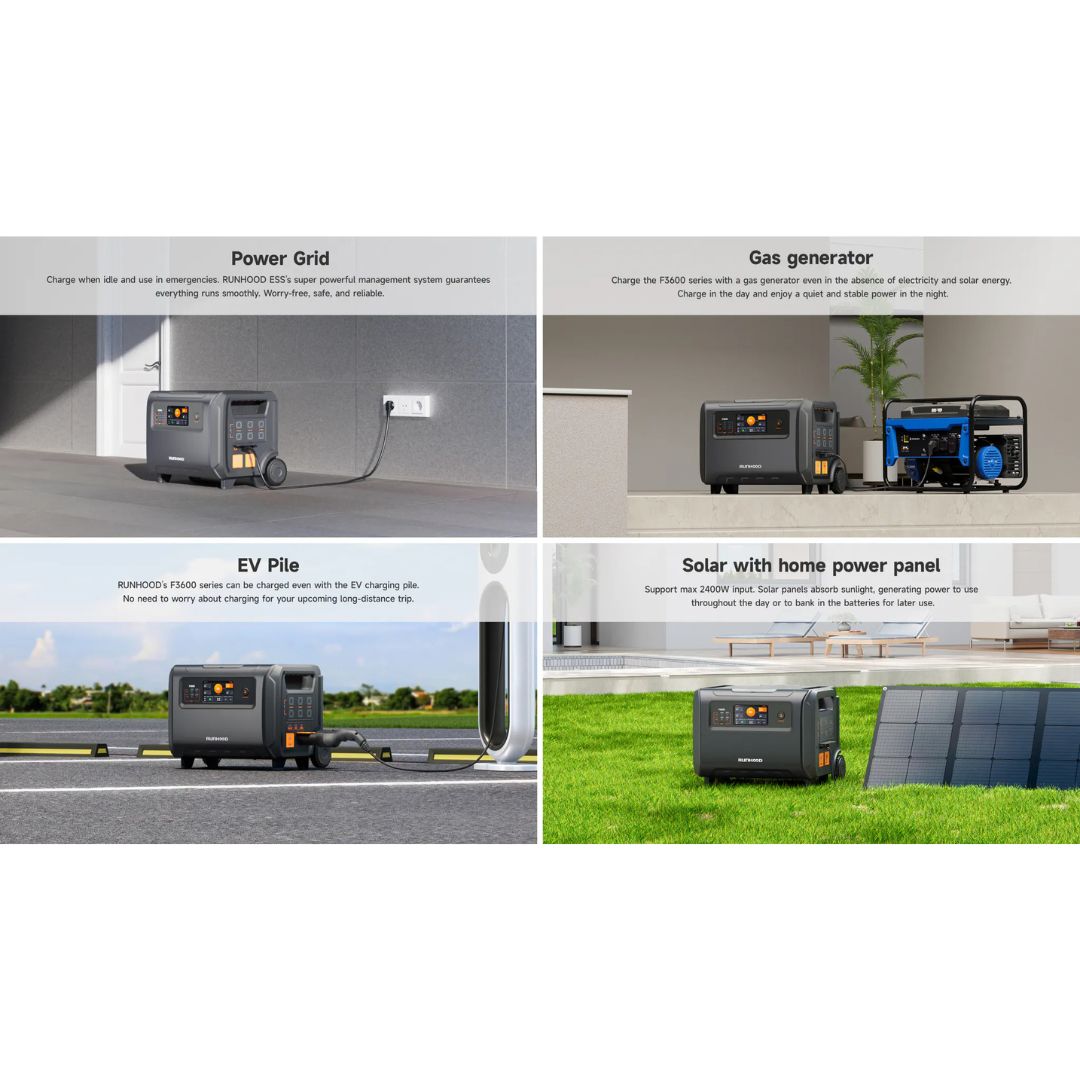 Runhood F3600 | Capacidad 3600Wh, 3600W output, 7200W peak.