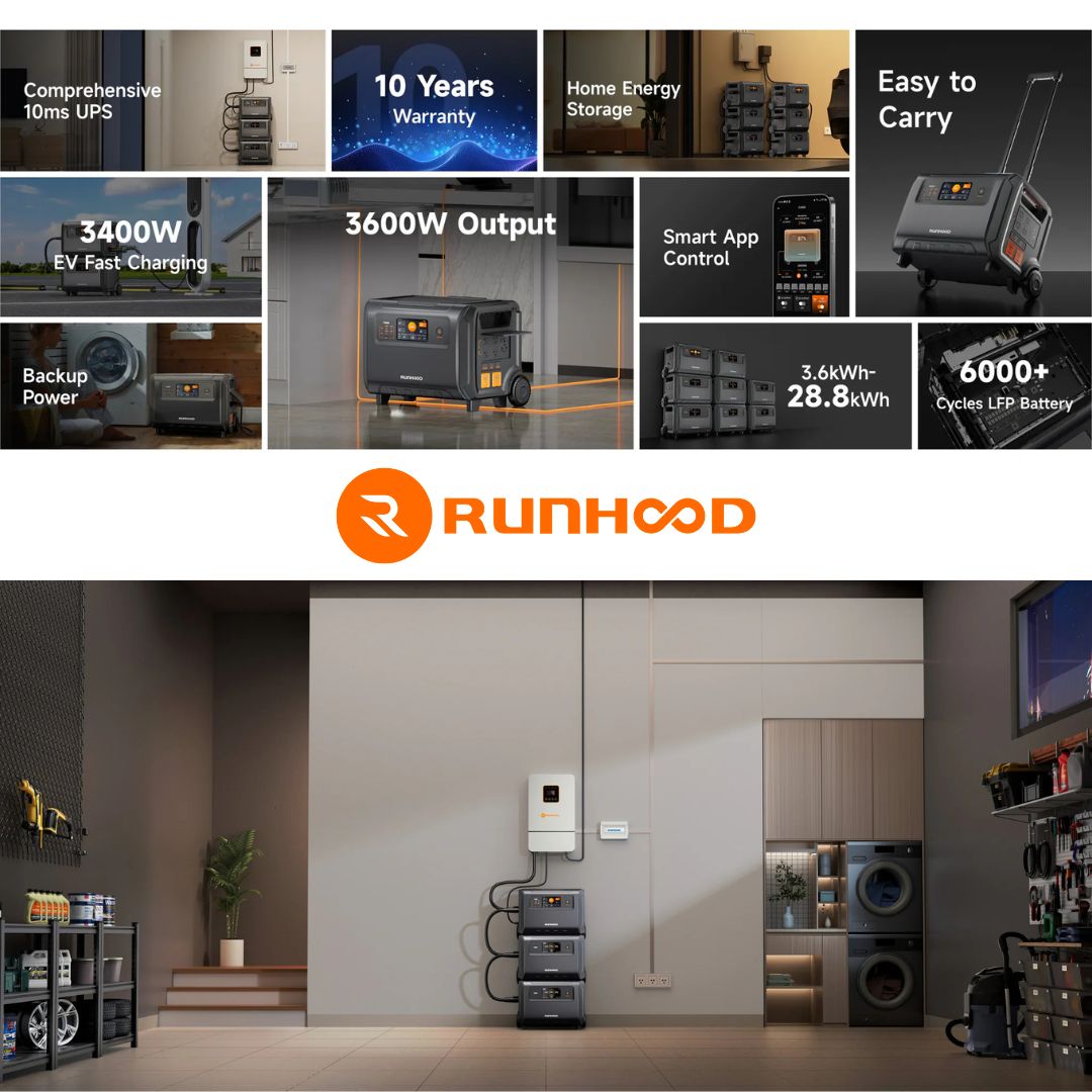 Runhood F3600 | Capacidad 3600Wh, 3600W output, 7200W peak.