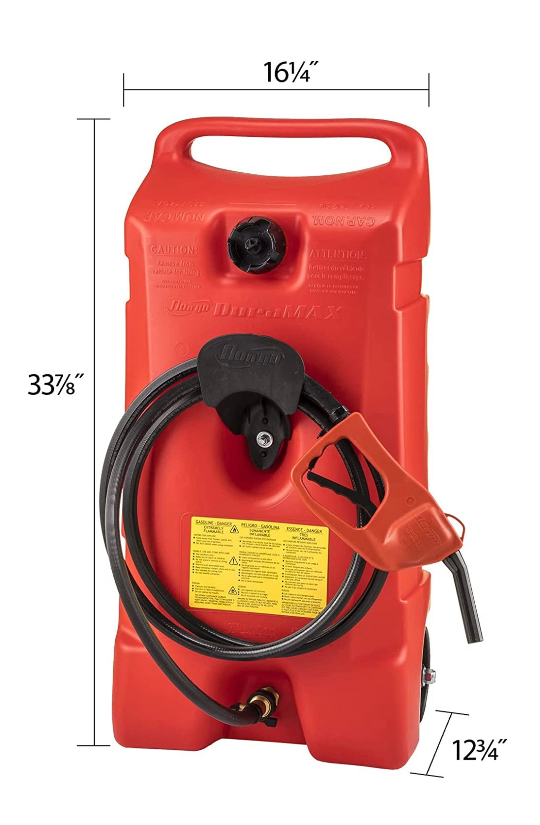 Tanque plástico de 14 galones con pompa por gravedad y ruedas.